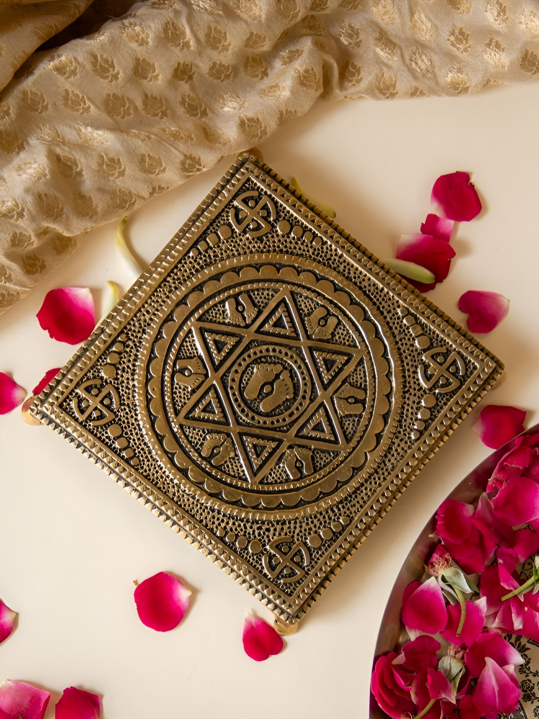 Imli Street Yellow Square Shaped Pooja Chowkie Pooja Essential