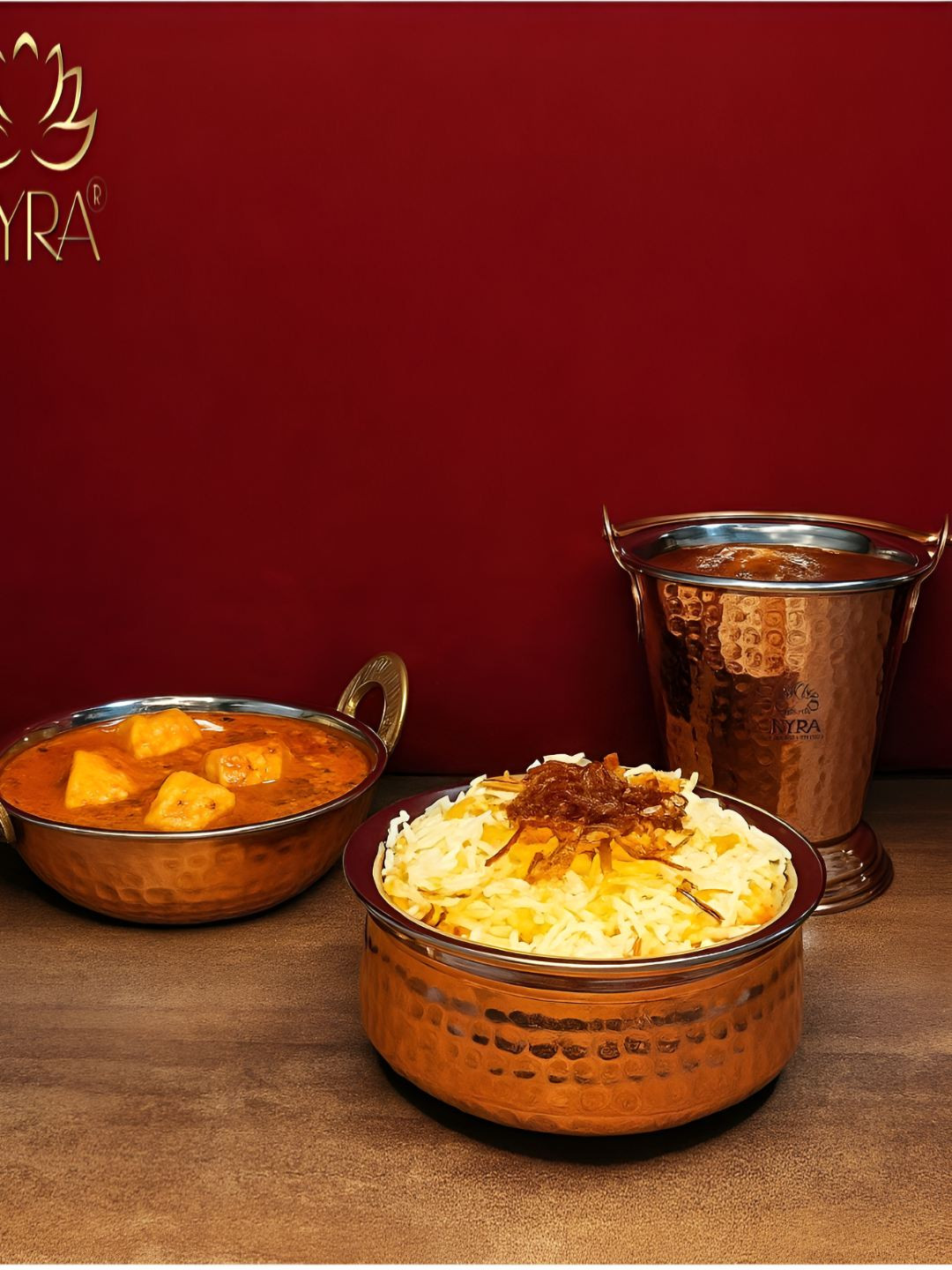 Nyra Kitchenware Copper-Toned & Steel 3 Pieces Stainless Steel Cookware Set