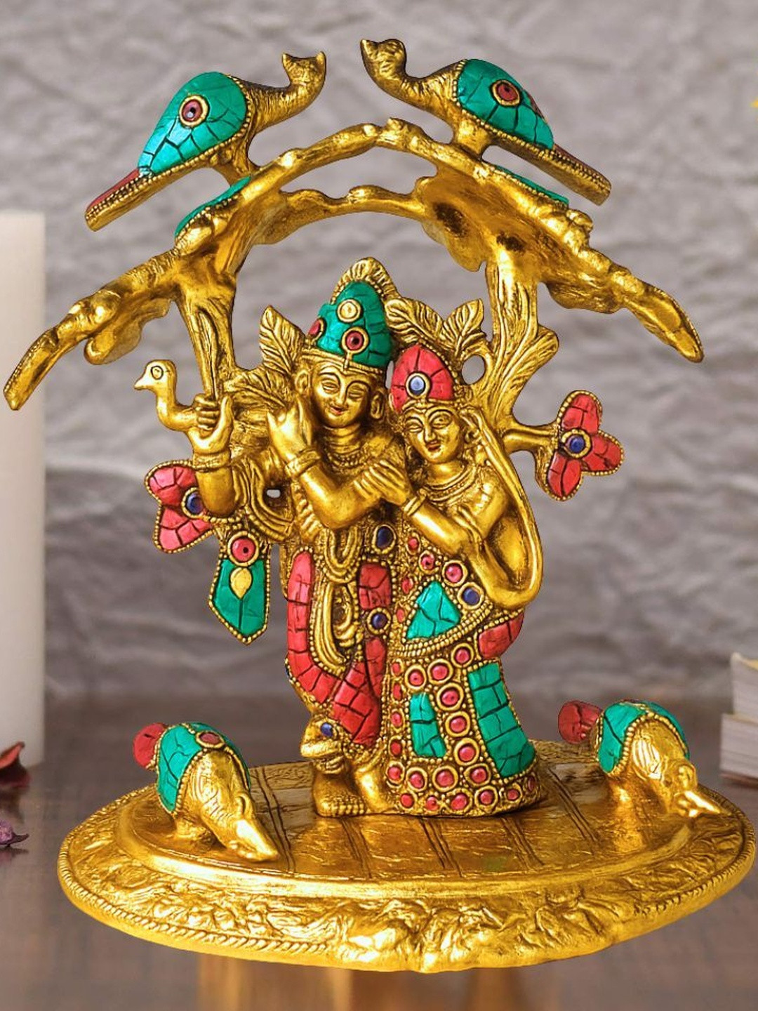 Tiny Shiny Tiny Shiny Radha Krishna Metal Showpiece