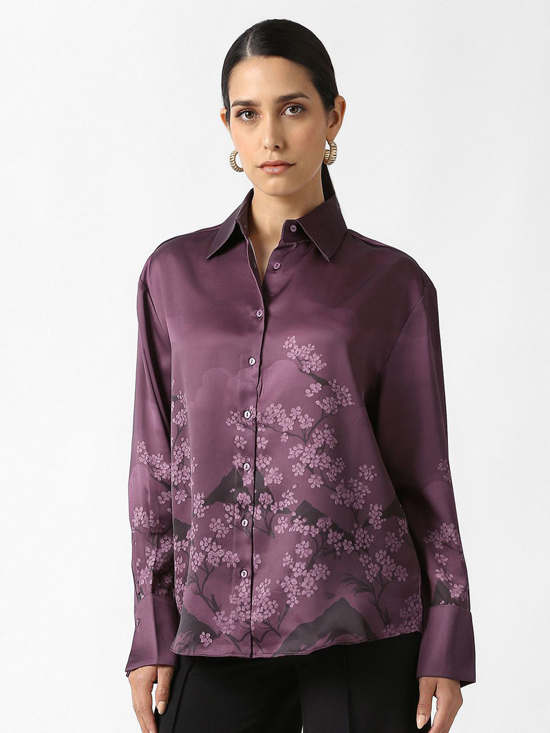 Van Heusen Woman Floral Printed Spread Collar Regular Fit Shirt