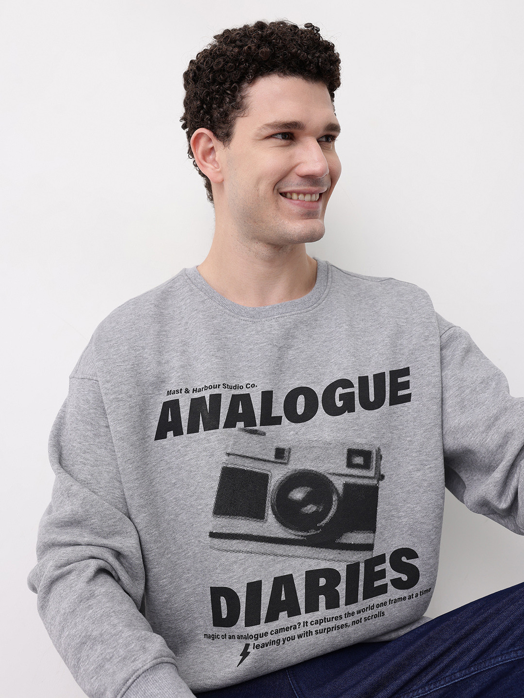 Mast & Harbour Printed Fleece Lined Relaxed Sweatshirt