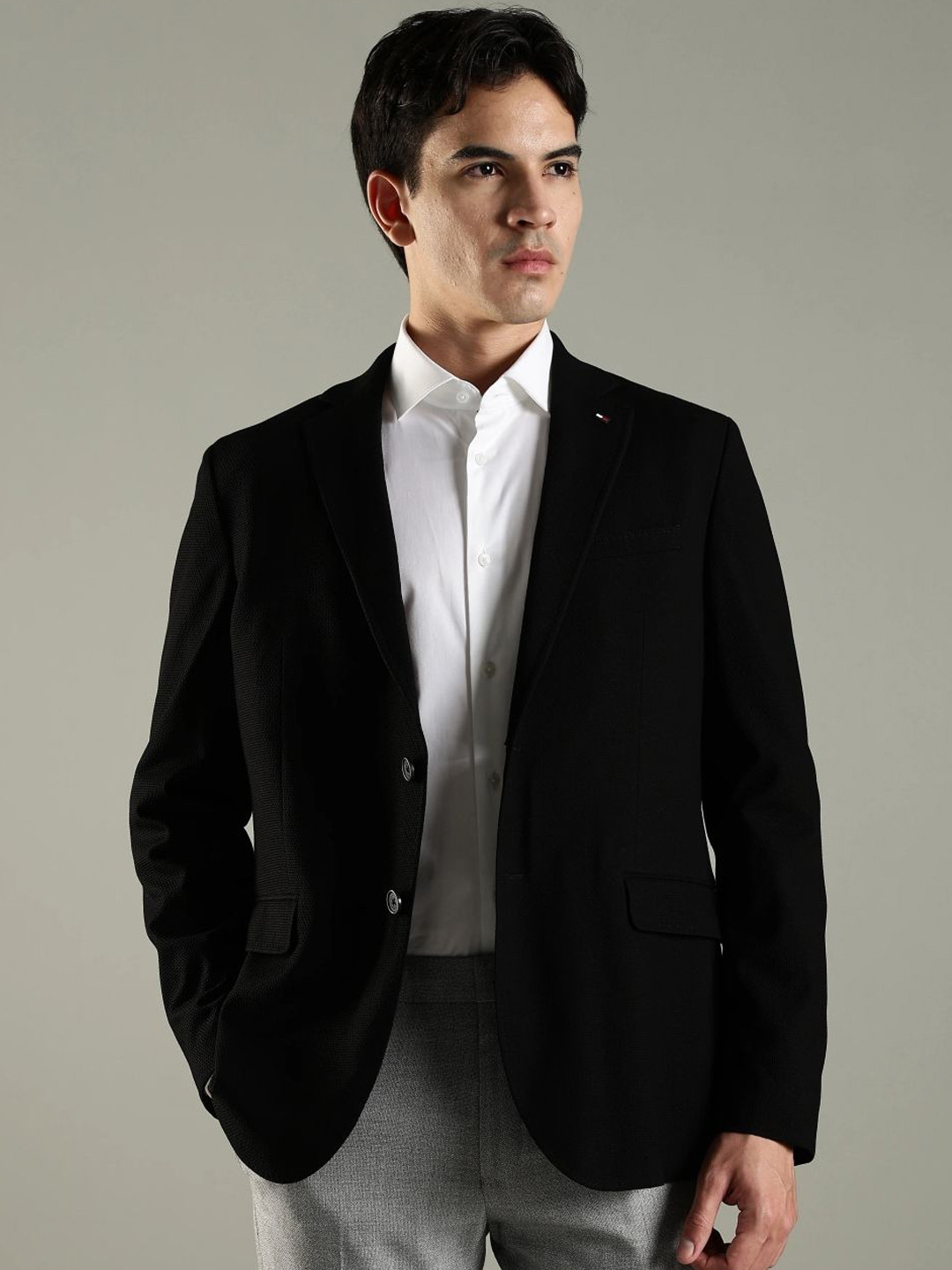 Tommy Hilfiger Self-Design Texture Single Breasted Blazer