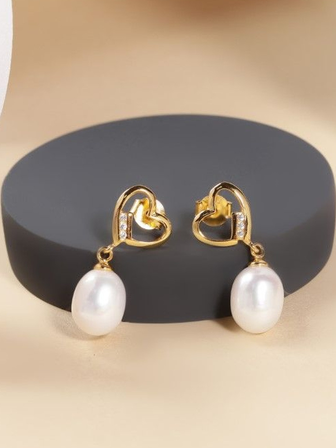 DIAVO Women Eternal Love Silver Pearl Drop Earrings