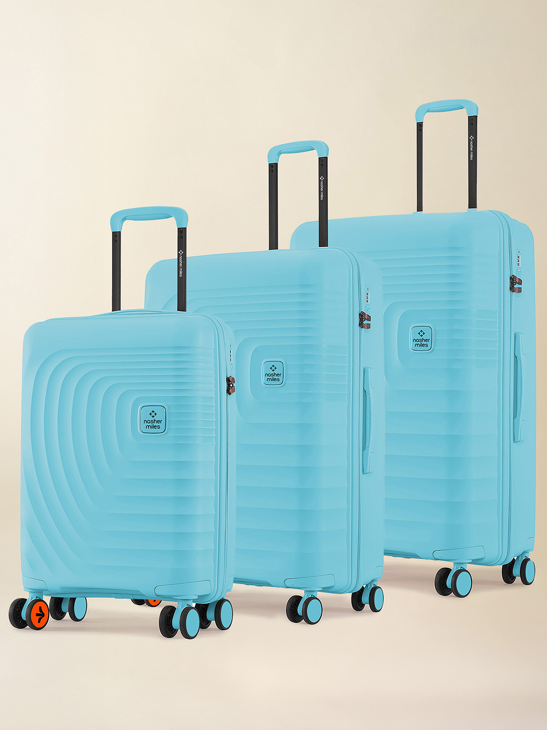 Nasher Miles Boston Polypropylene Small-Medium-Large Teal Trolley Bags (55-65-75 cm)