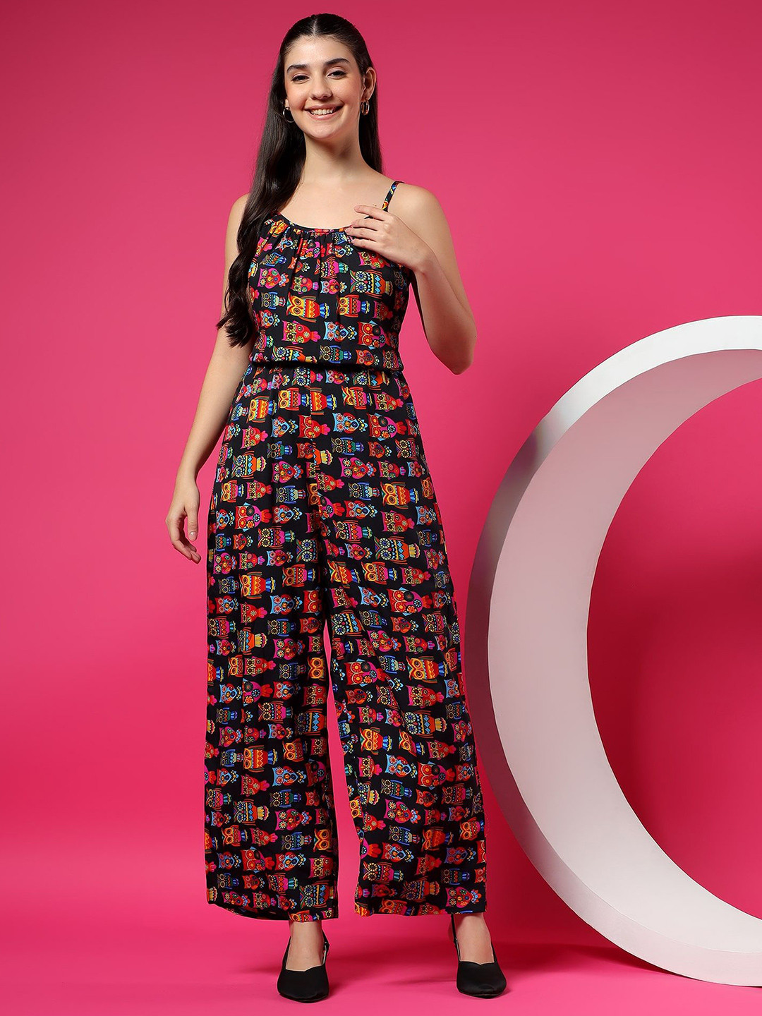 BRINNS Printed Shoulder Straps Sleeveless Basic Jumpsuit