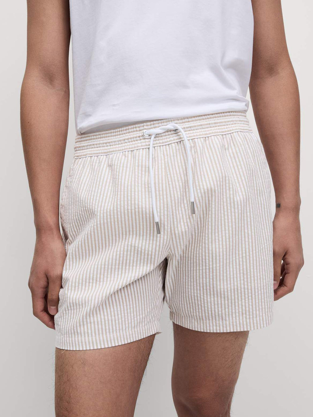 Marks & Spencer Men Striped Cotton Swim Shorts