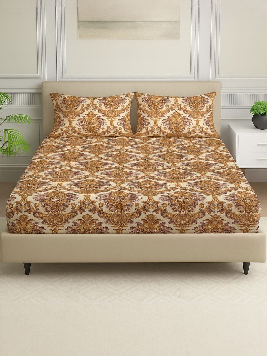 Signature Eden Bloom Lilly Fitted Double Bed King Bedsheet with Pillow Cover Set