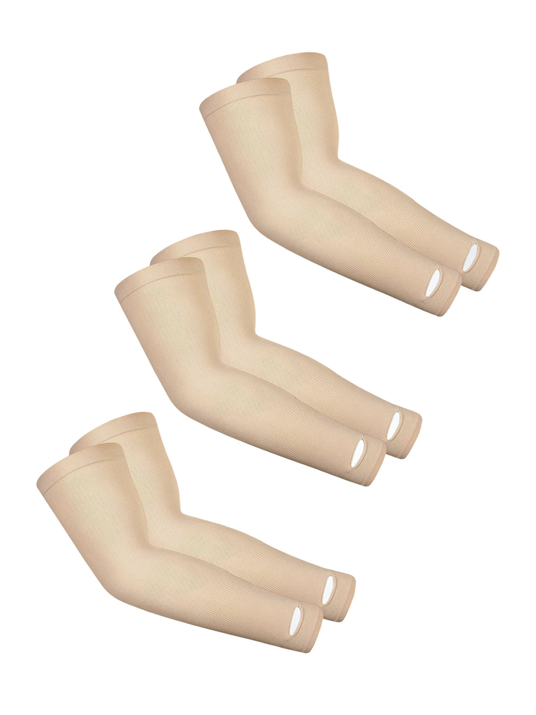 Trendmalls Unisex Set Of 3 Striped Fingerless UV/Sun Protection Full Arm Sleeves