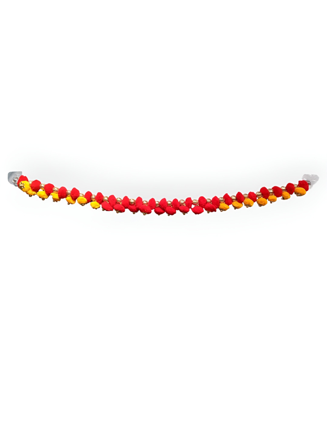 PUFFSMART Red & Yellow Textured Pom-Pom With Beads Bandhanwar Toran
