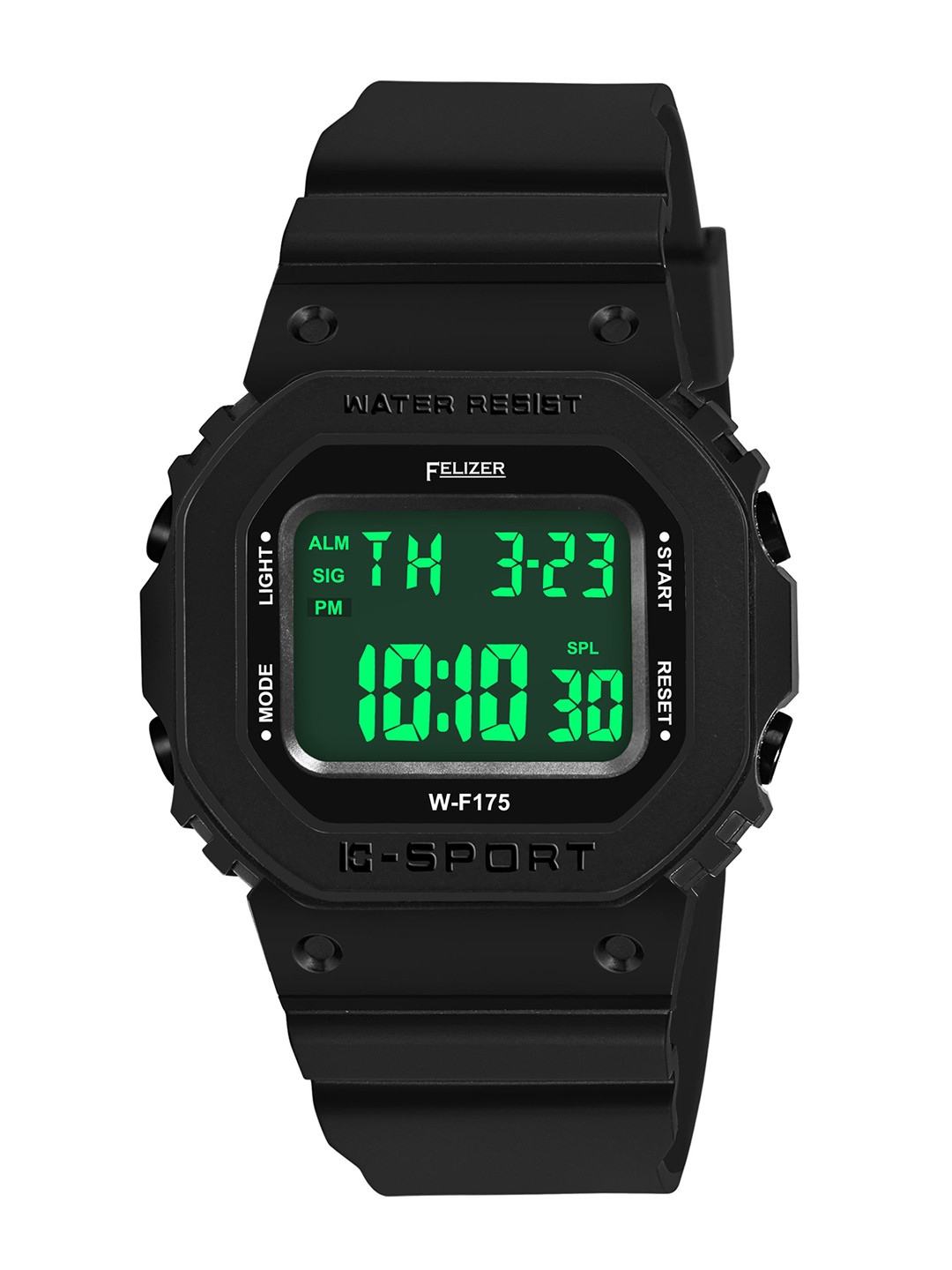 FELIZER Water Resist Men Silicon Straps Digital Multi Function Watch 170-Black