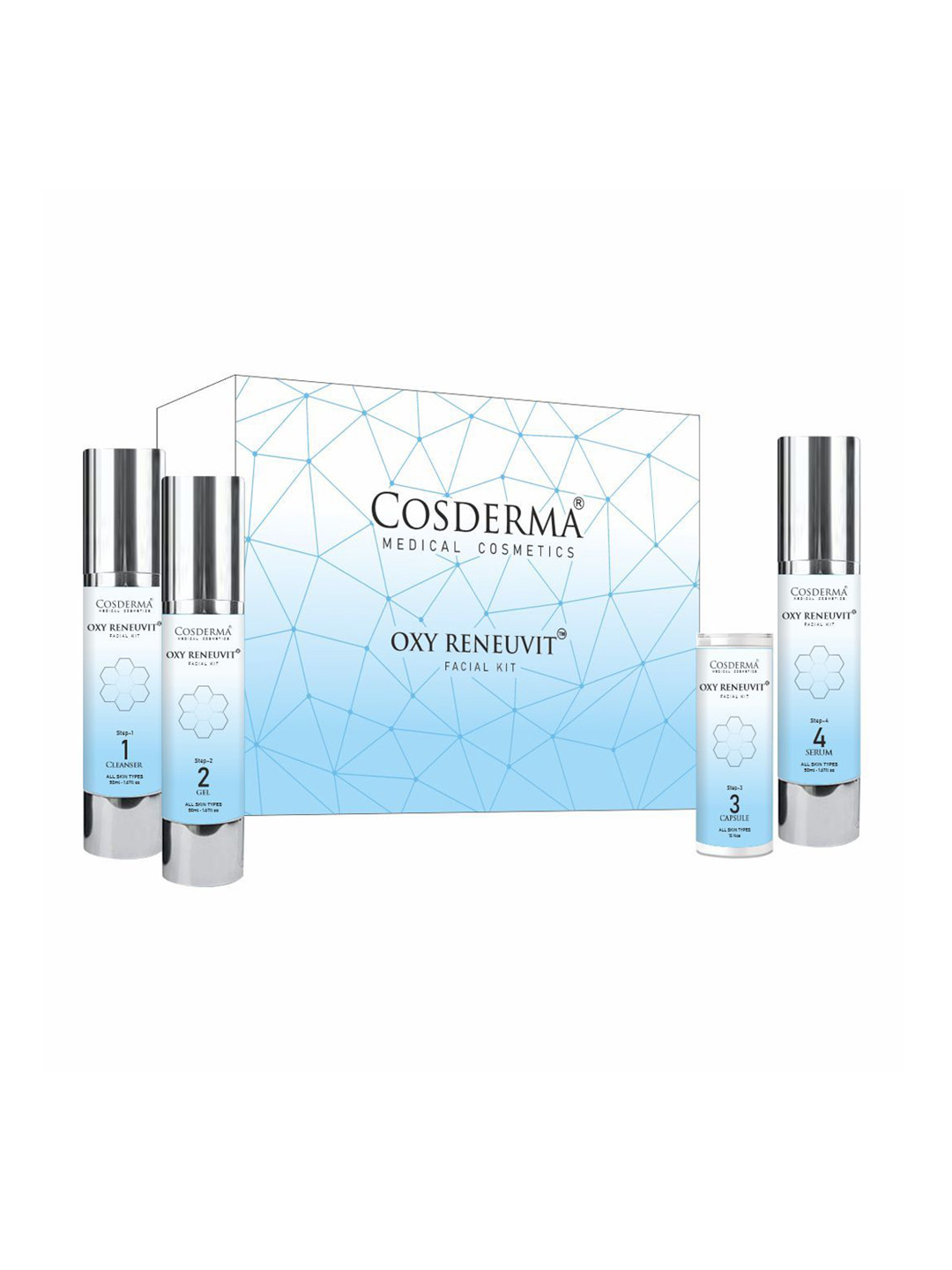COSDERMA 4 Step Oxy Reneuvit Facial Kit- 50 ml Each