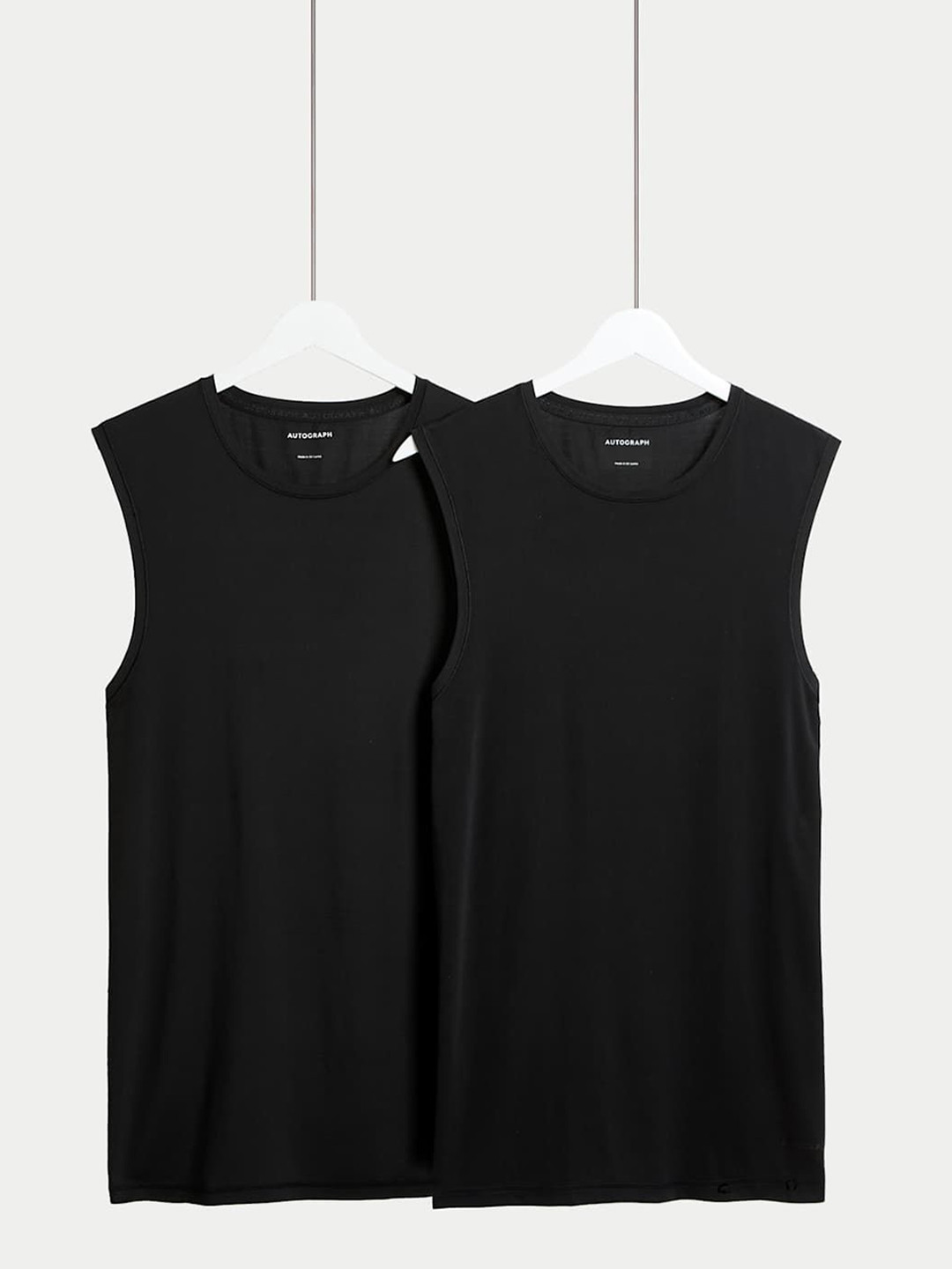 Marks & Spencer Pack Of 2 Round Neck Undershirt T141605ABLACK MIX-BLACK MIX