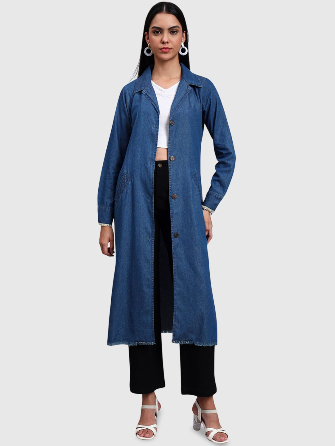 R.Code by The Roadster Life Co. Women Single-Breasted Spread Collar Lightweight Overcoat