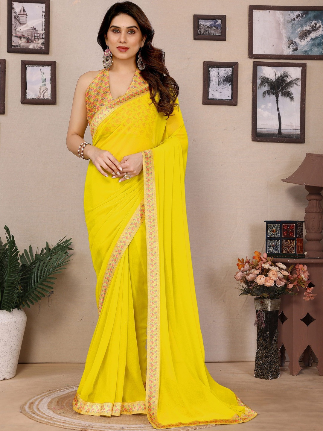 V3 FASHION STUDIO Embroidered Border Saree