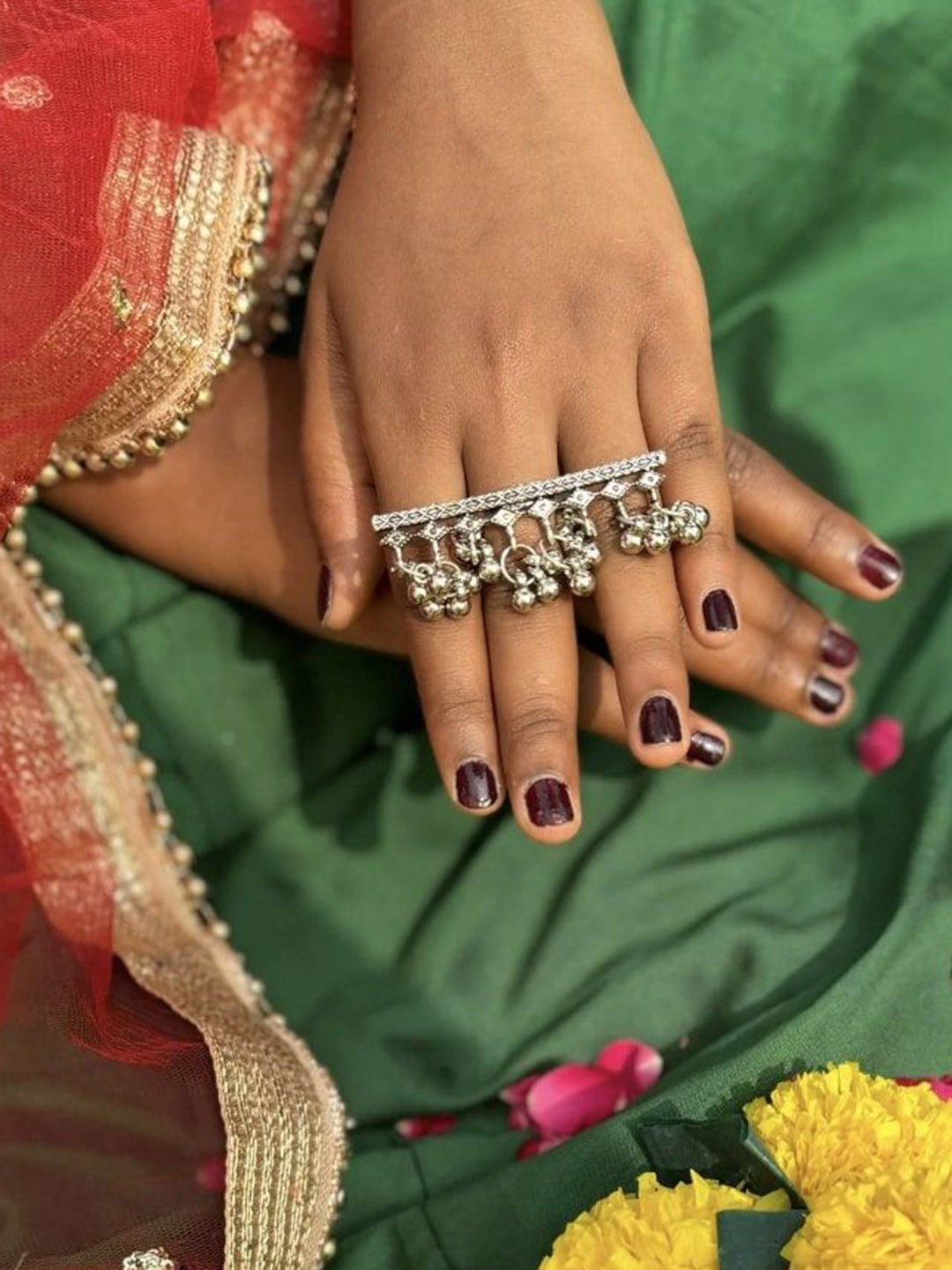 Janpath Online Sliver-Plated Anamika Ghungroo Finger Ring