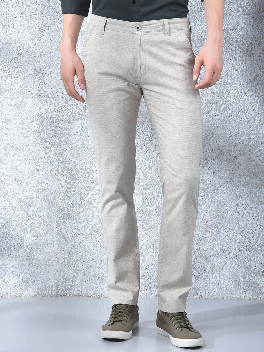 Canary London AW-25 Men Smart Slim Fit Low-Rise Cotton Chinos Trousers