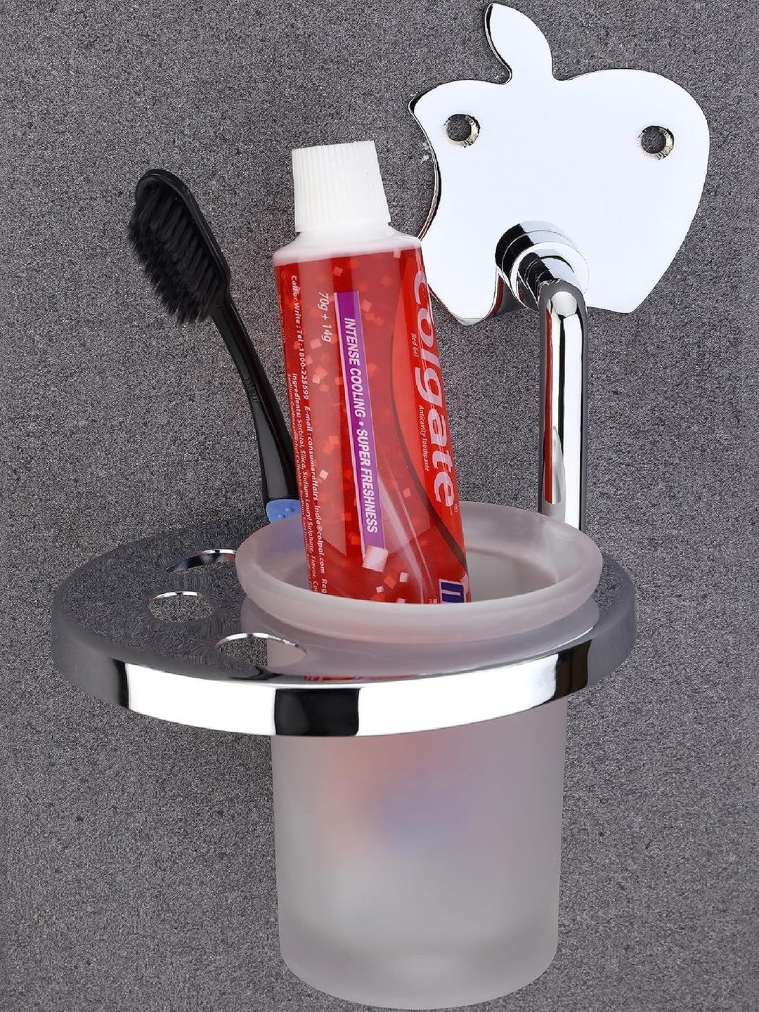 GLOXY Silver-Toned Solid Stainless Steel Tooth Brush Holder