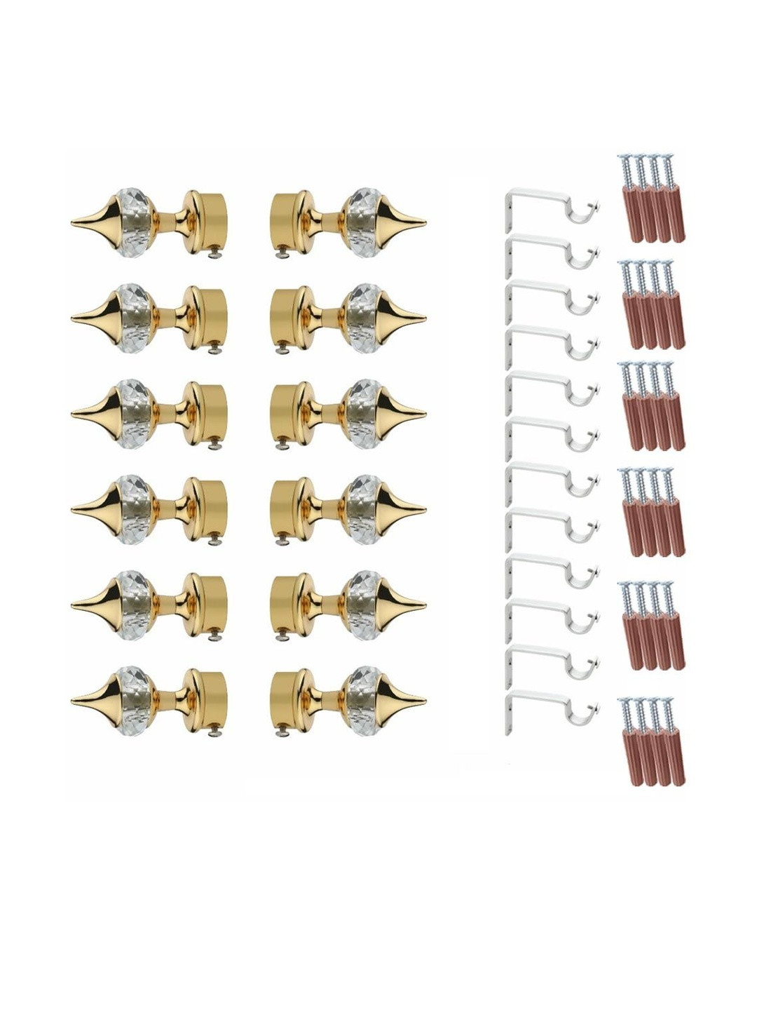 GLOXY Aluminium Single Diamond Pack of 24 Curtain Rods and Brackets