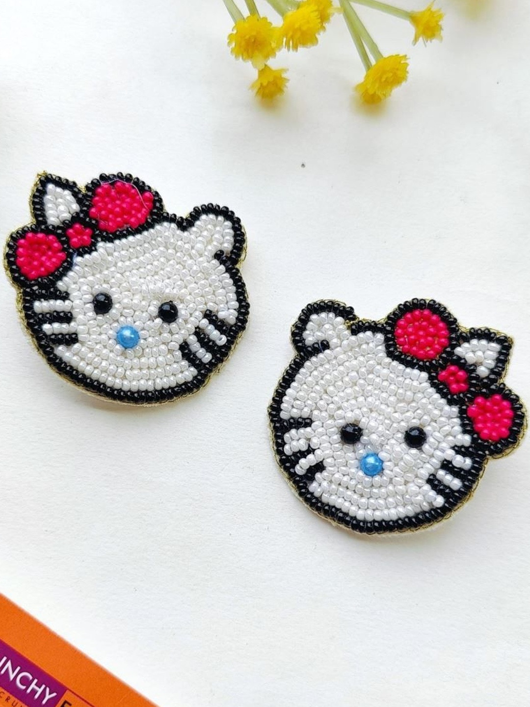 Crunchy Fashion Artificial Beaded Kitty Shaped Studs