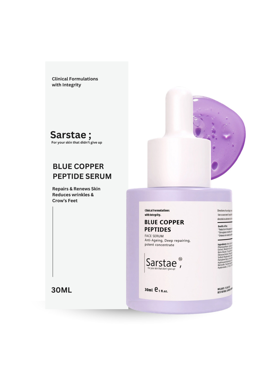 SARSTAE Blue Copper Peptides Serum For Anti Aging - 30 ml