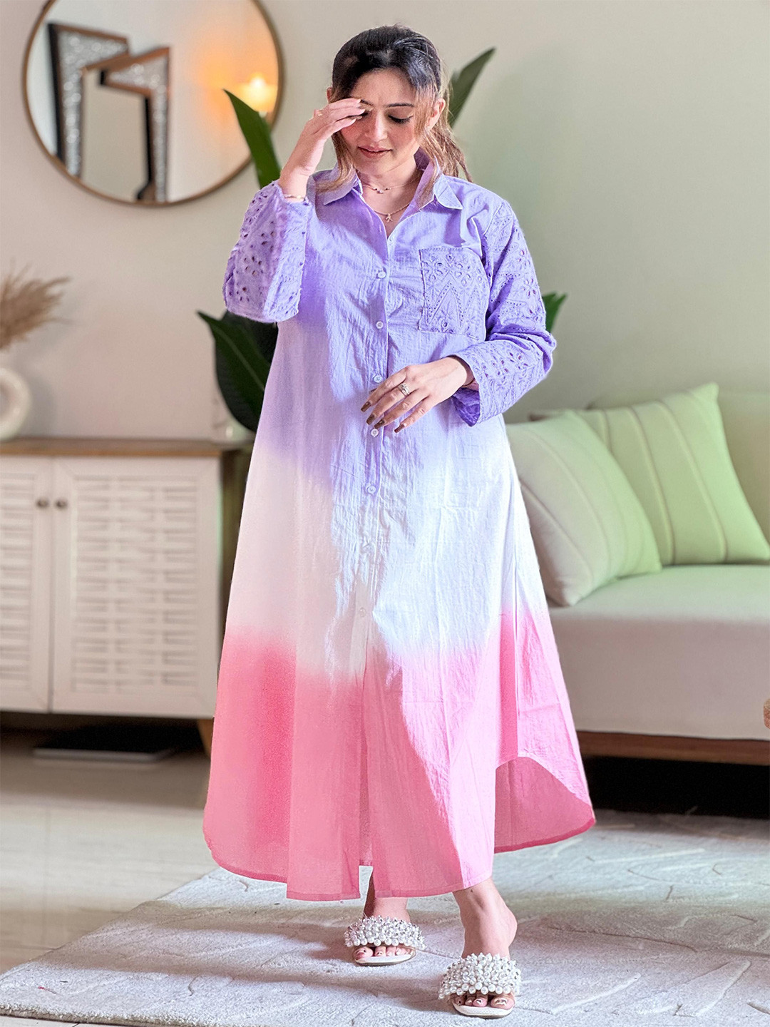 WAMA TRENDZ Periwinkle Shaded Shirt Dress