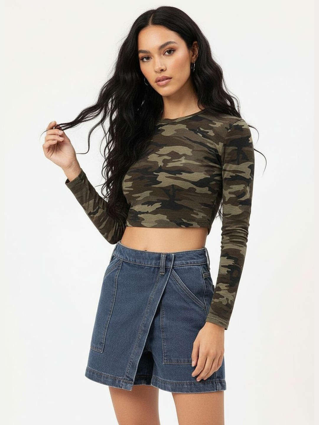 DressBerry Cityscape Camo Contour Crop Top
