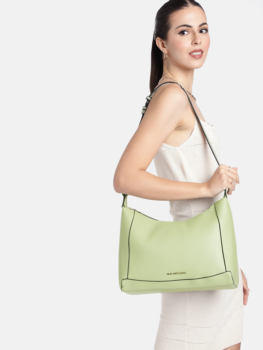 Van Heusen Solid Large Structured Shoulder Bag