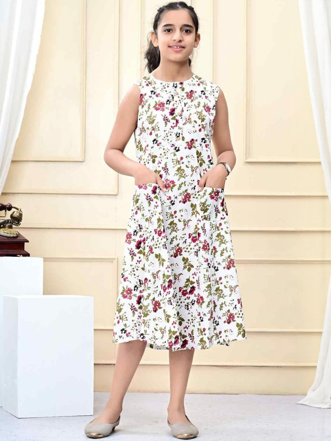 DMP EXPORT Floral Print A-Line Dress