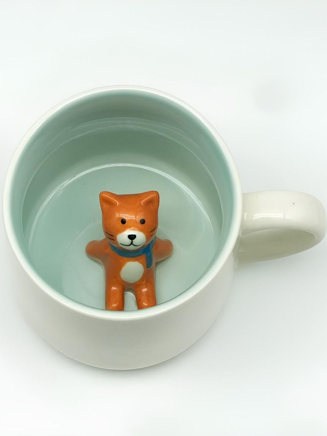 NOSCOMP White & Green Kids Animal Print Printed Ceramic Glossy Mug 400 ml