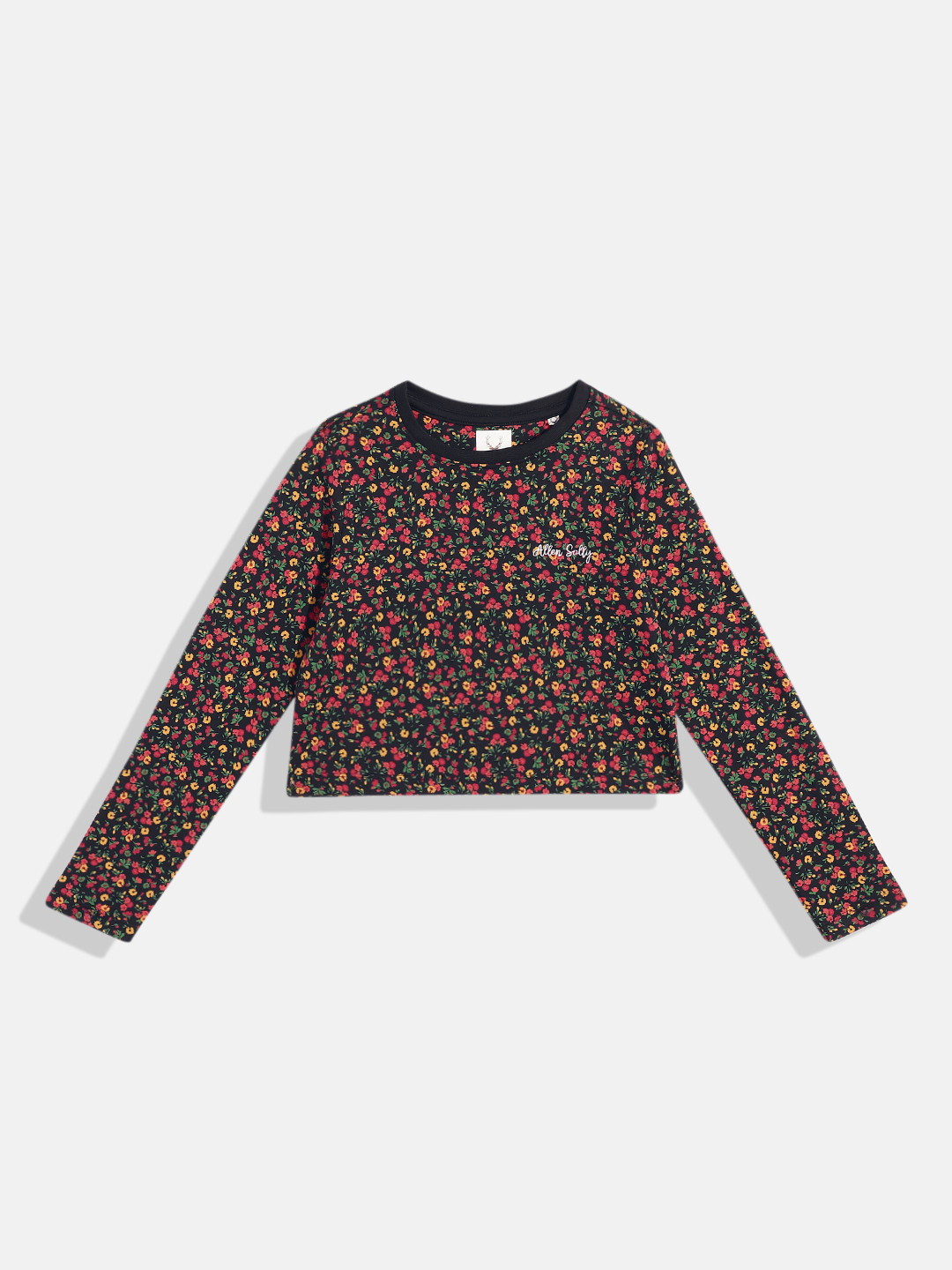 Allen Solly Junior Girls Floral Printed Pure Cotton Crop T-shirt