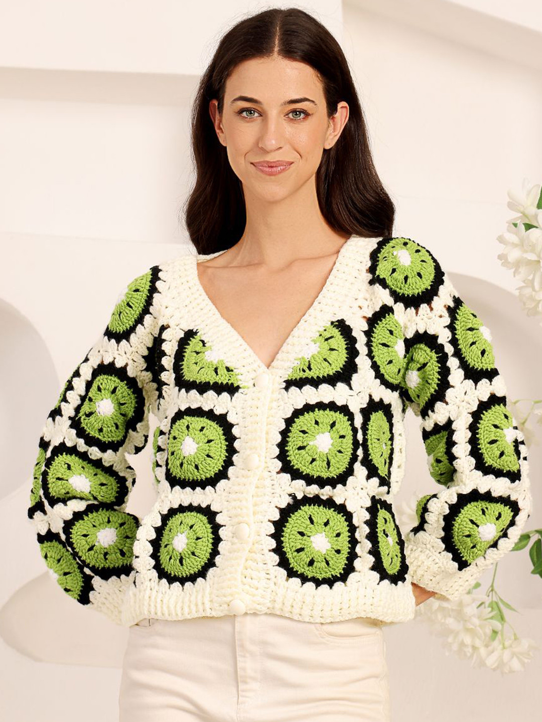 Velvery Women Velvery Crochet Kiwi Cardigan