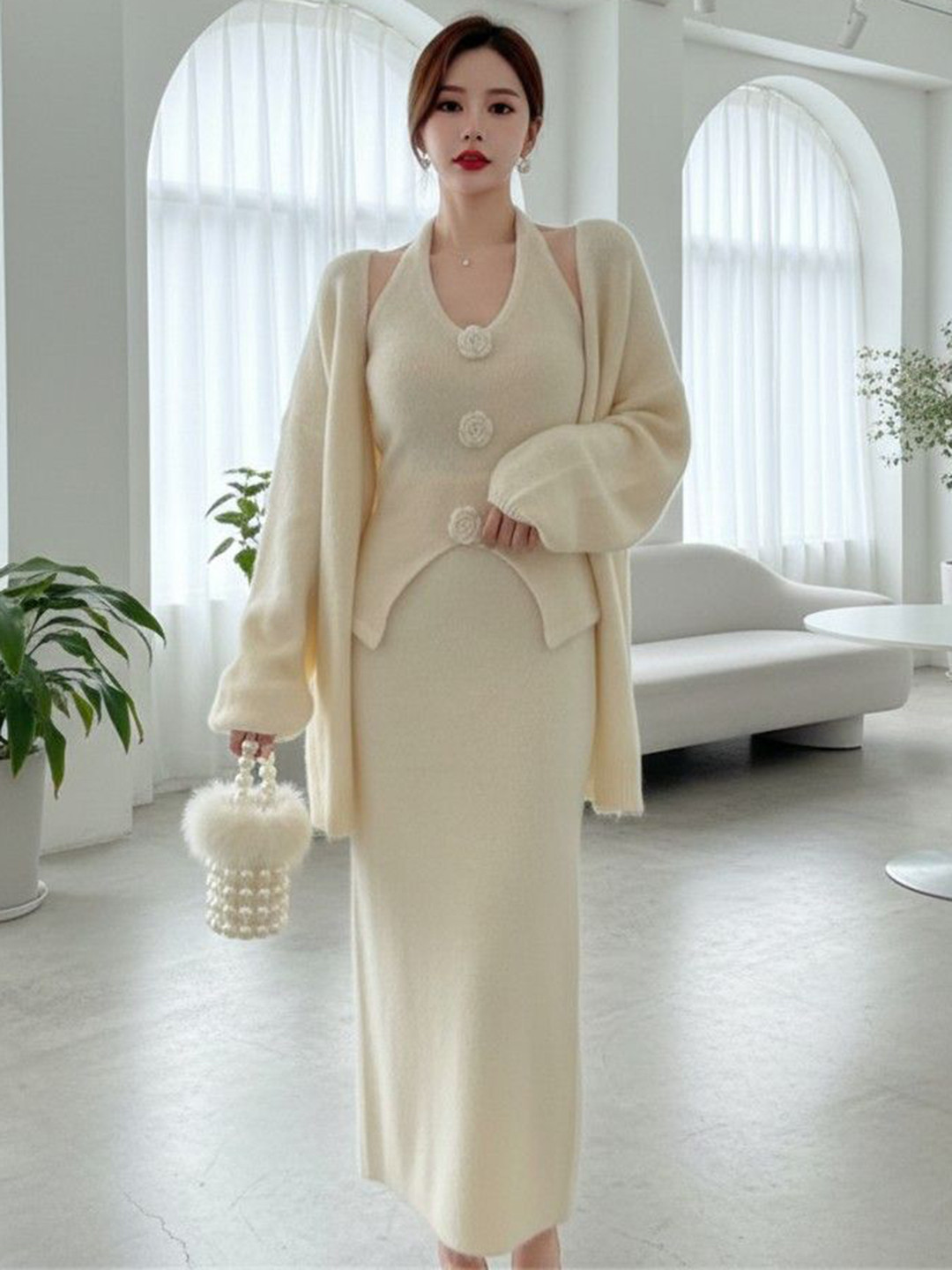 bebe Self Designed Long Sleeves Top Jacket & Skirts