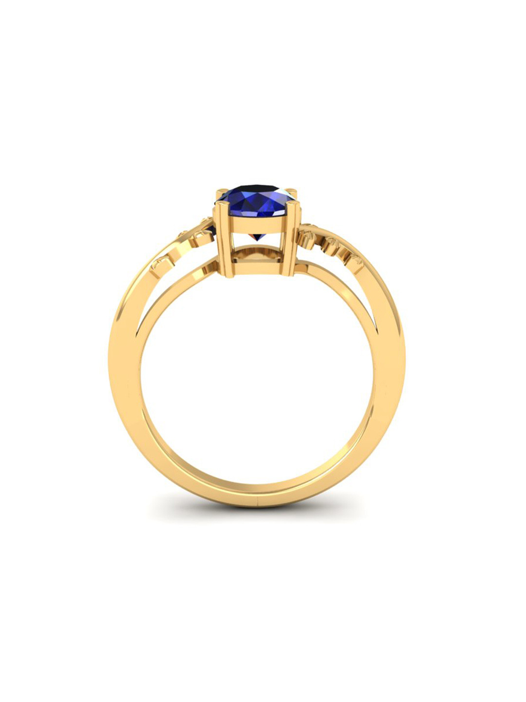ventino 925 Sterling Silver 14Kt Gold-Plated Sapphire Stoned Studded Finger Ring