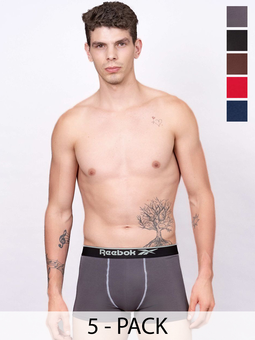 Reebok  Men Pack Of 5 Short Trunks