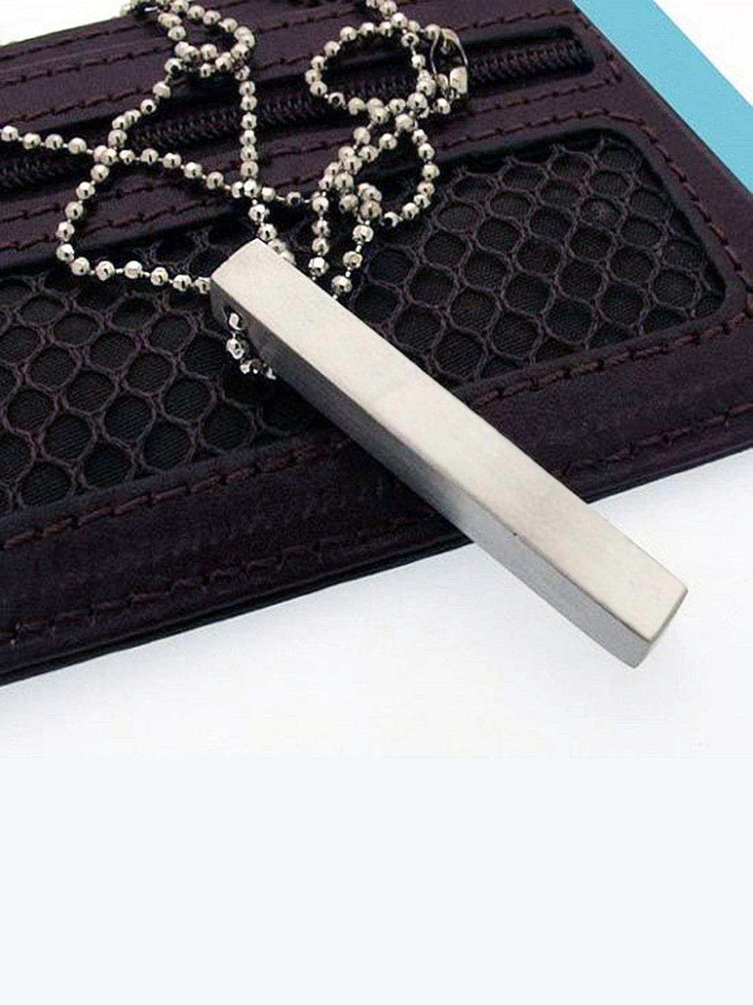 DIAMODIS FASHION Unisex Silver-Plated Rectangle Shaped Pendant