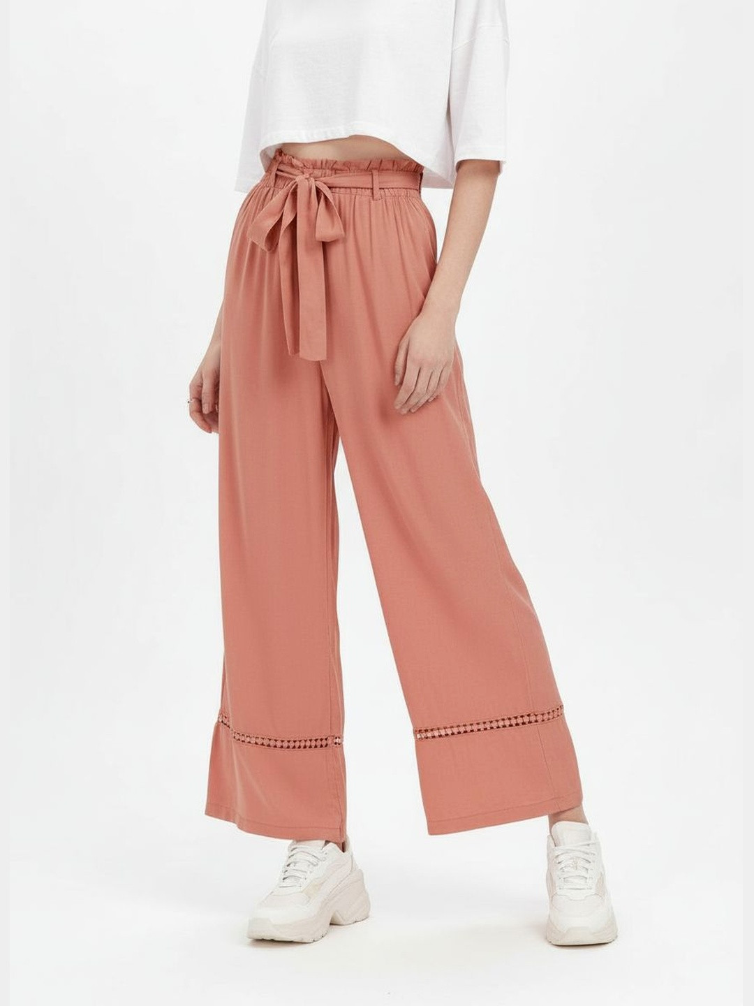 DressBerry Women High-Rise Pleated Wide Leg Trousers Comes With a Belt