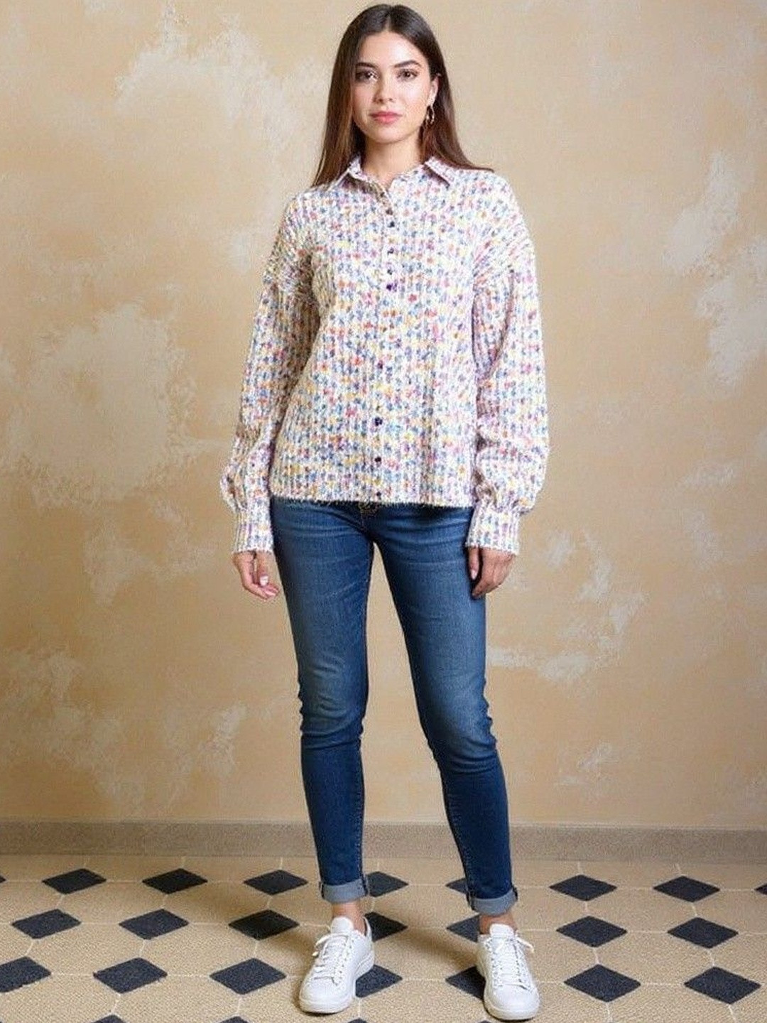 HERE&NOW Women Viscose Rayon Printed Cardigan