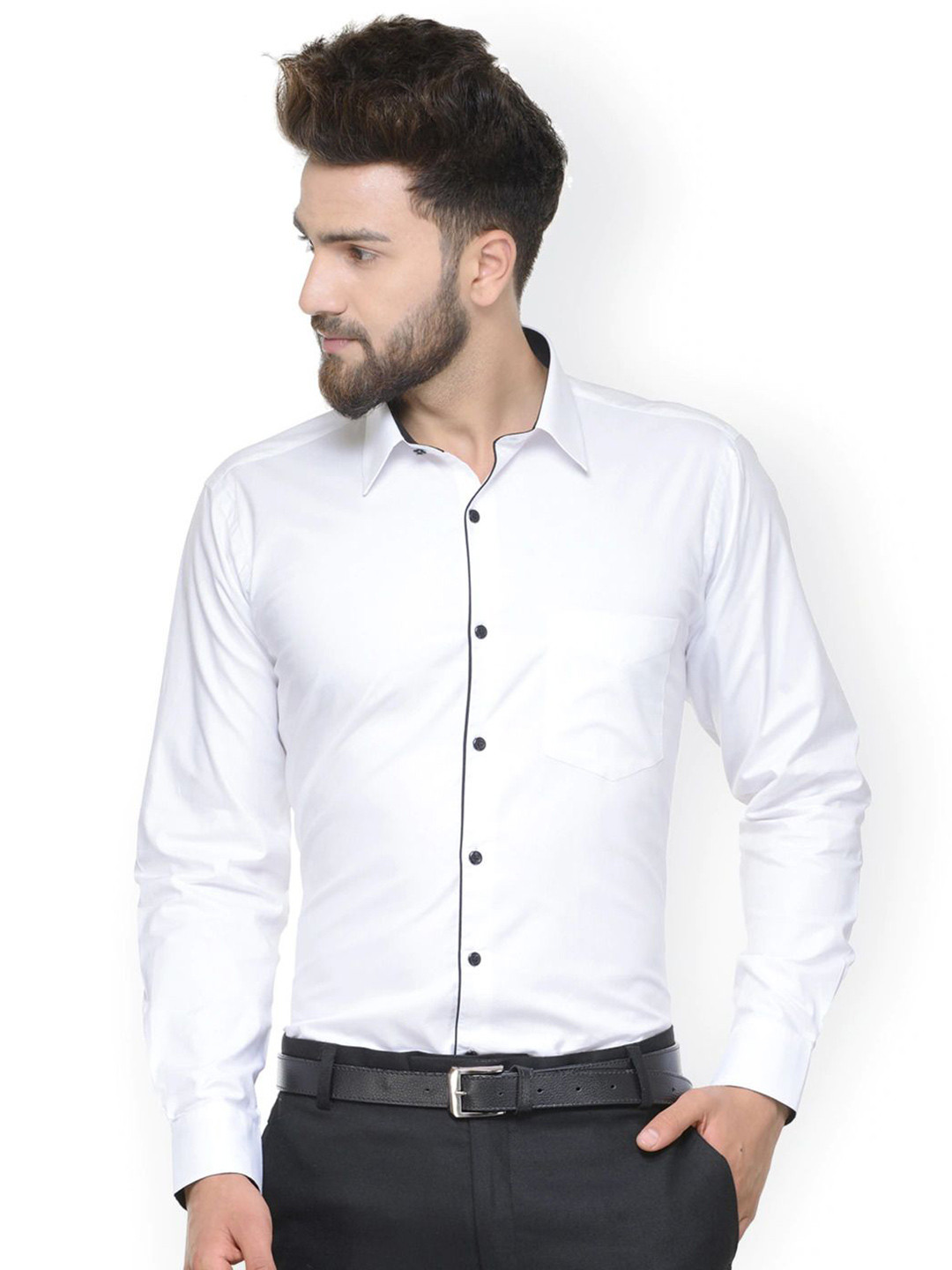 Fashion Corner Men Comfort Fit Solid Spread Collar Formal Shirt