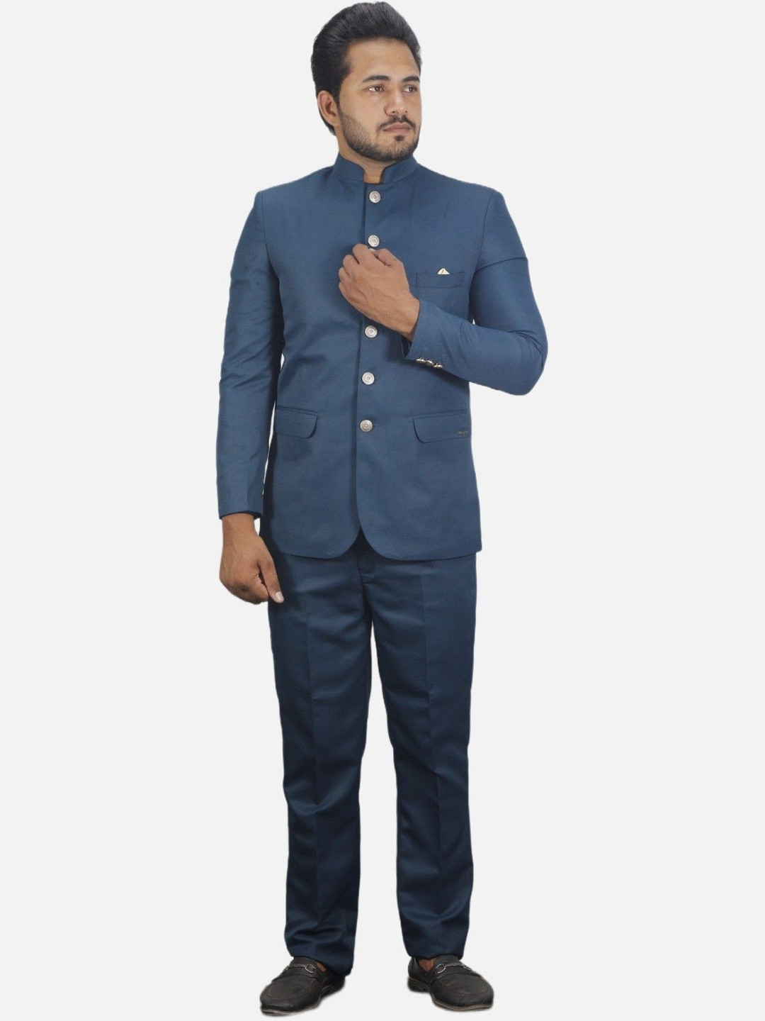 GARGIAN Master Cut Self Design Tailored Fit Single-Breasted Mandarin Collar Jodhpuri Suit