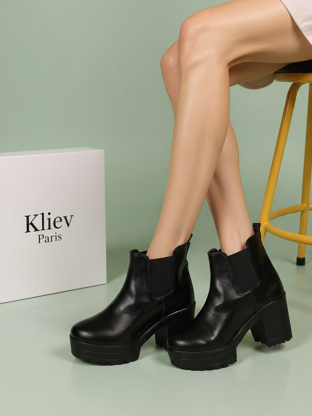 Kliev Paris Women High Heeled Ankle Chelsea Boots