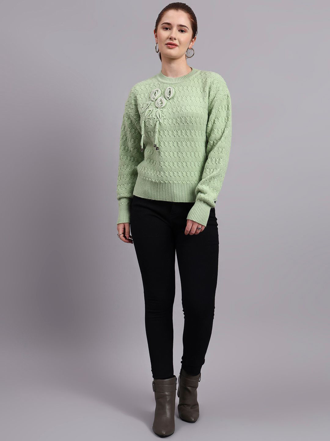 MODKLINE WITH MK Women Cable Knit Woollen Pullover Sweaters