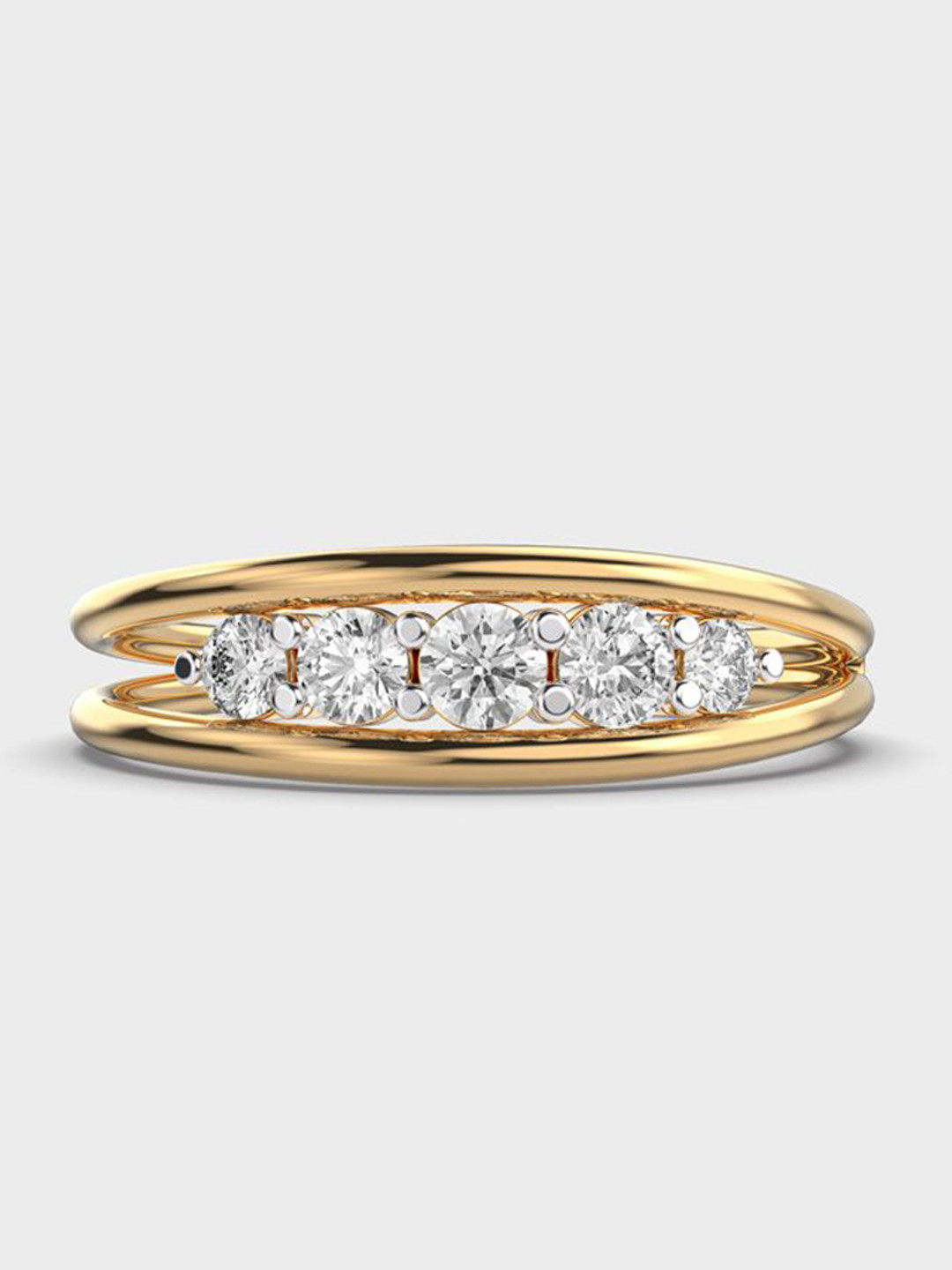 Jewelbox 18Kt Yellow Gold Pure Line Lab Grown Diamond Ring-1.54 g