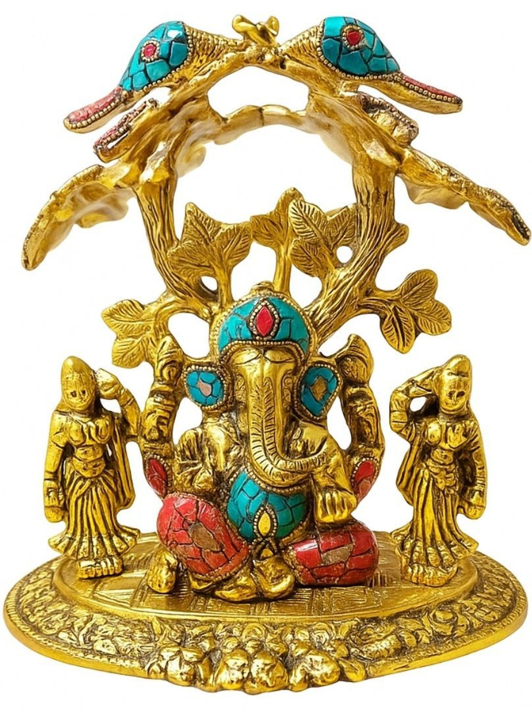 Tiny Shiny Lord Ganesha Metal Statue Showpiece