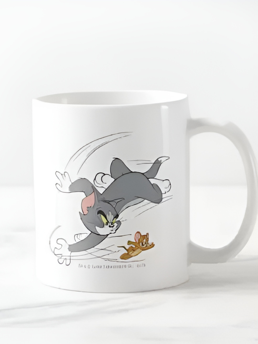 Mr UVD White & Tom & Jerry Printed Ceramic Glossy Mug - 350 ml