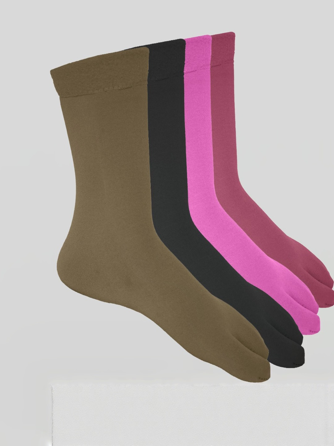 INDUS CLOUD Women Pack Of 4 Solid Calf Length Wool Blend Winter Socks