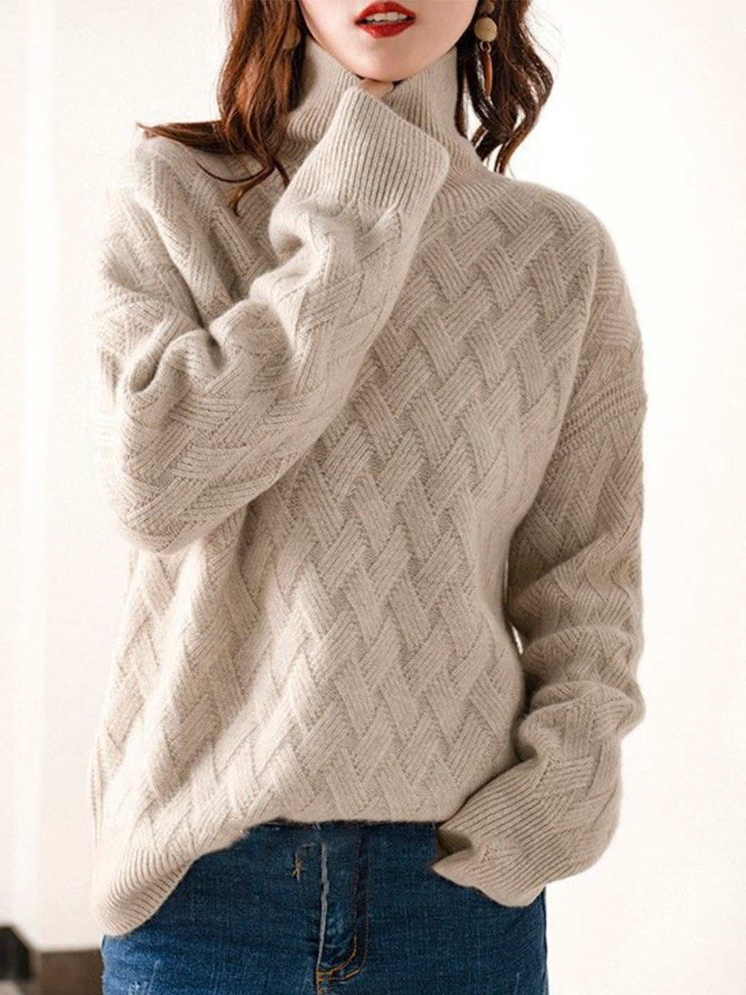StyleCast Women Cashmere Long Sleeves High Neck Pullover Sweaters