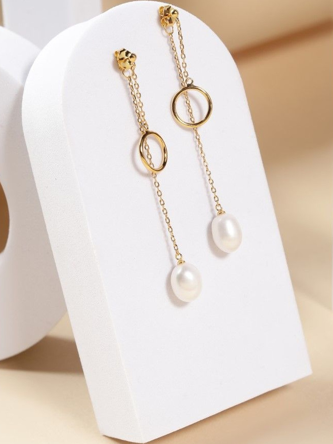 DIAVO Women Dainty Circle & Pearls Drop 925 Silver Earrings