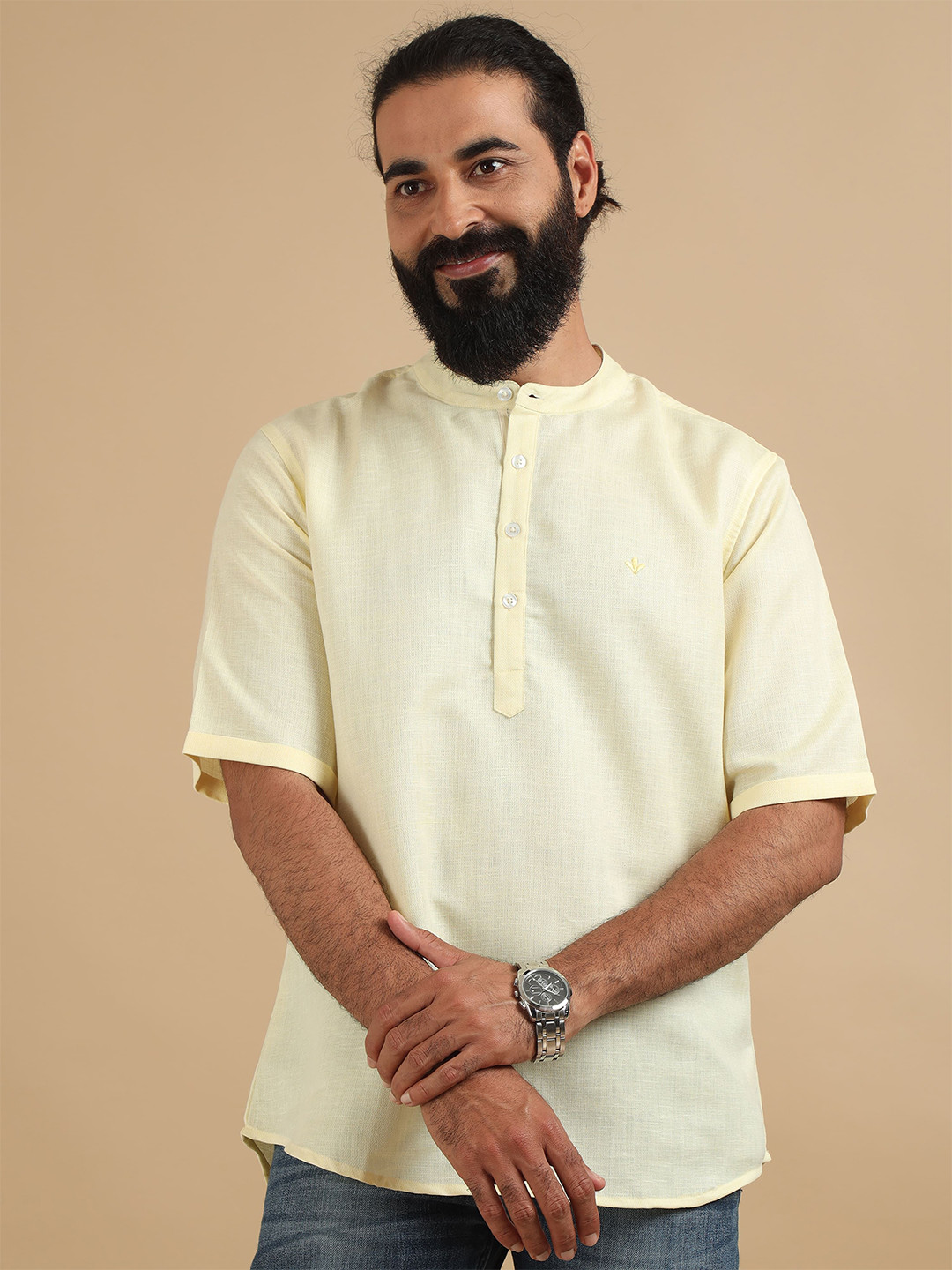 FILORI STUDIO Men Solid Daily Pure Cotton Straight Kurta