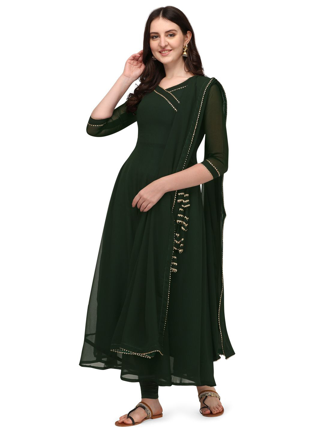 HESVI Women Women Anarkali Gown Kurta Set with Dupatta