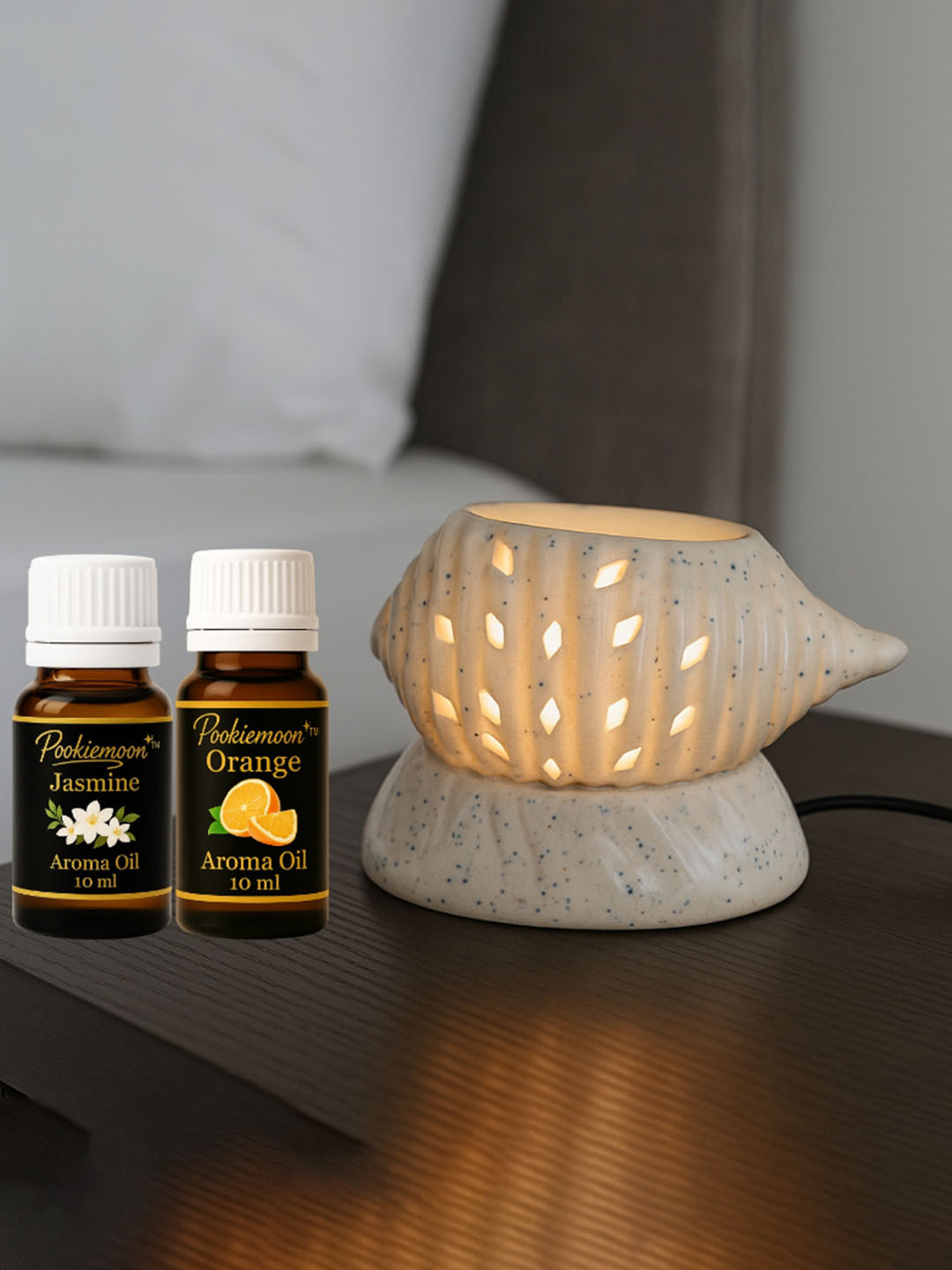 POOKIEMOON Shank Ceramic Electric Aroma Diffuser With Mogra And Citronella-10ml